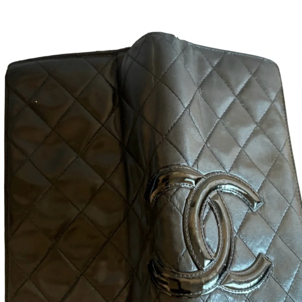 Chanel Cambon Line CC Quilted Long Wallet – Black Calfskin / Pink Interior